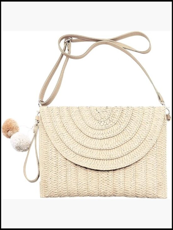 Handbags - Woven Straw Clutch Bag Handmade Casual Beach Crossbody Shoulder Purse